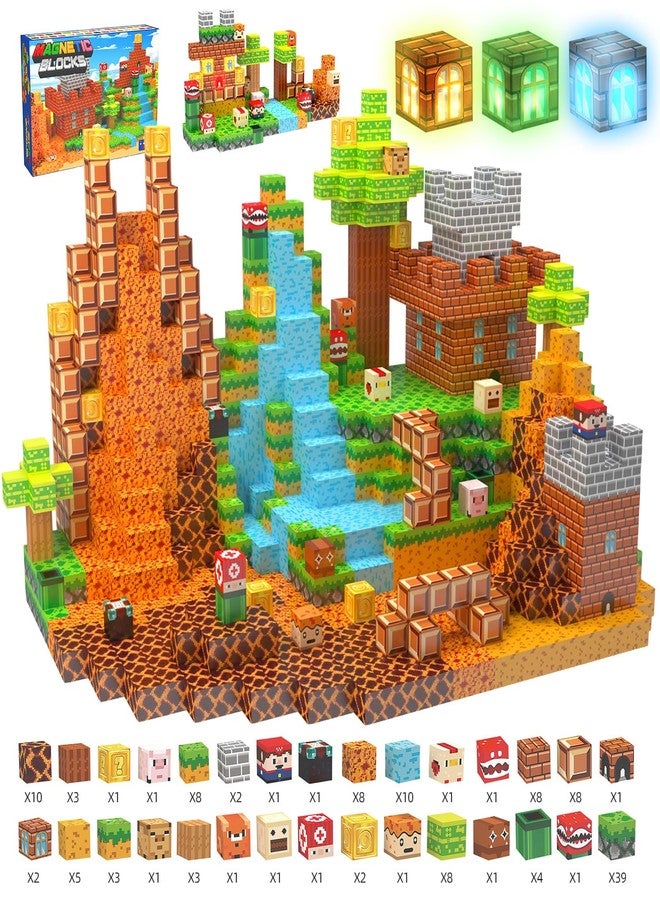 LADFAR Magnetic Building Blocks for Kids Ages 3-12+, 137PCS STEM Educational Magnet Toys, Magnetic Tiles Build Cubes with Light Game, Ideal Gift for Toddlers Boys Christmas Birthday Girls - Image 1